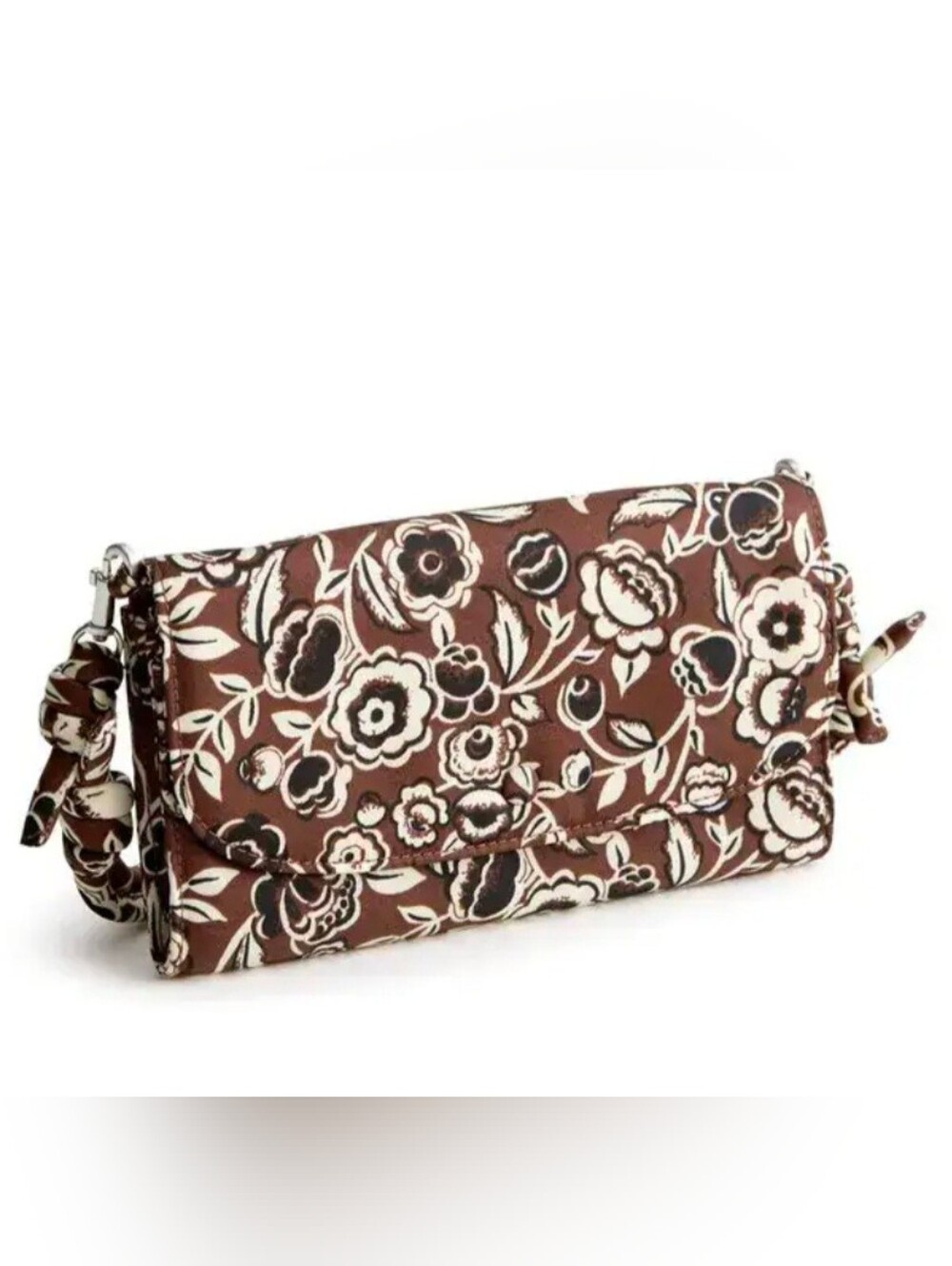 NEW VERA BRADLEY women's wildwood crossbody wallet in Bubbly Flowers Cinnamon